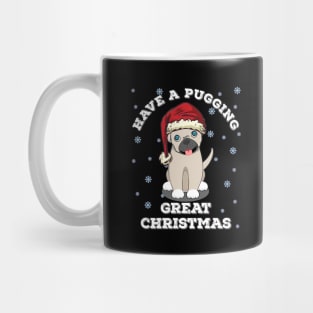 Christmas cute pug dog with santa hat Mug